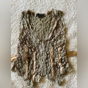 Ann Ferriday Green and Gold Embellished Bustier Blouse